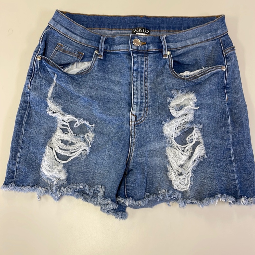 Women’s distressed denim shorts size 14